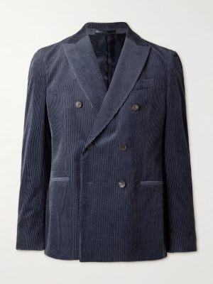 Slim-Fit Double-Breasted Cotton and Cashmere-Blend Corduroy Tuxedo Jacket Slim-Fit Double-Breasted Cotton and Cashmere-Blend Corduroy Tuxedo Jacket