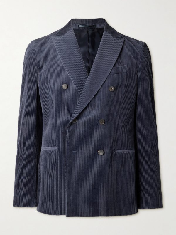 Slim-Fit Double-Breasted Cotton and Cashmere-Blend Corduroy Tuxedo Jacket Slim-Fit Double-Breasted Cotton and Cashmere-Blend Corduroy Tuxedo Jacket