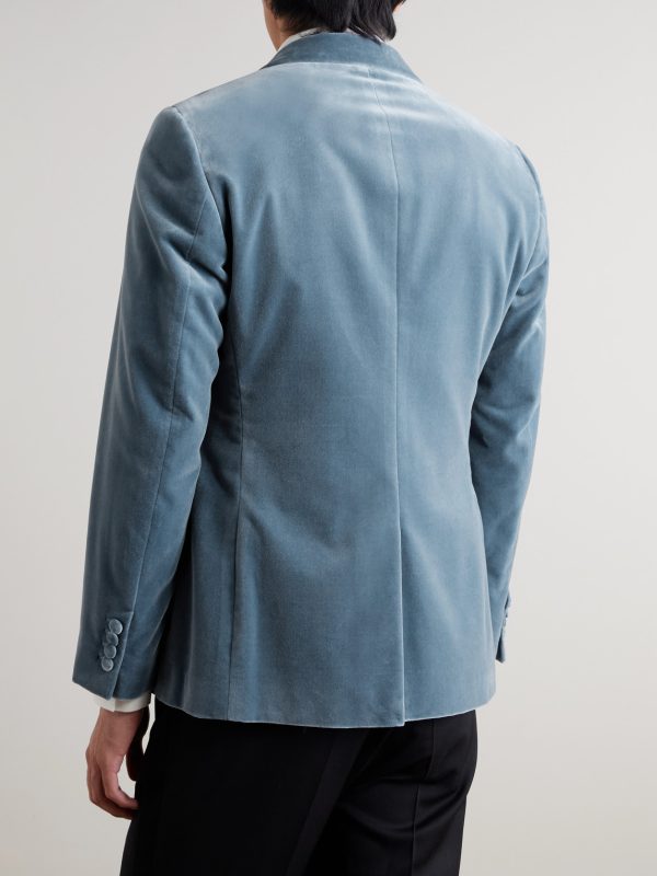 Slim-Fit Shawl-Collar Cotton-Velvet Tuxedo Jacket - BK Slim-Fit Shawl-Collar Cotton-Velvet Tuxedo Jacket - BK