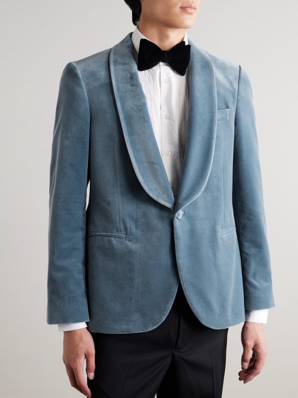 Slim-Fit Shawl-Collar Cotton-Velvet Tuxedo Jacket - FR Slim-Fit Shawl-Collar Cotton-Velvet Tuxedo Jacket - FR