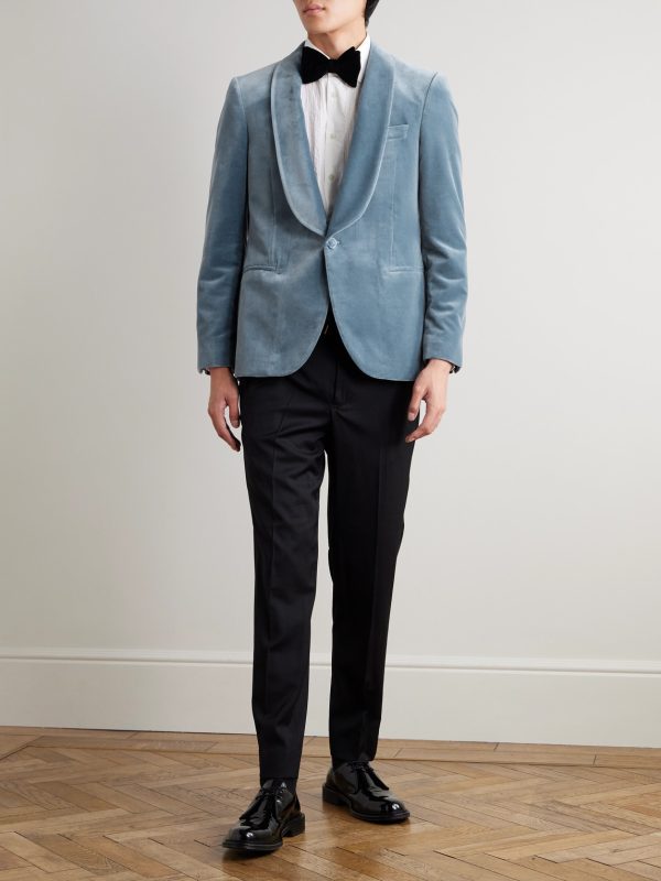 Slim-Fit Shawl-Collar Cotton-Velvet Tuxedo Jacket - OU Slim-Fit Shawl-Collar Cotton-Velvet Tuxedo Jacket - OU