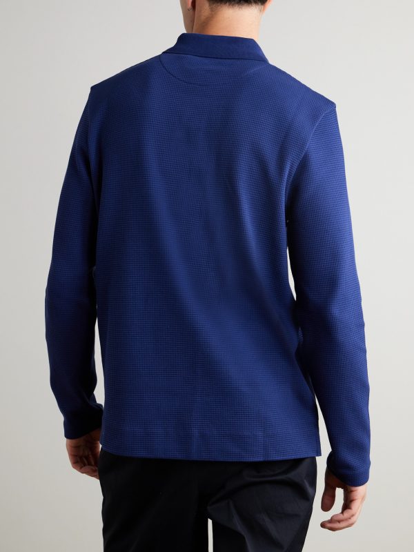 Waffle-Knit Organic Cotton-Jersey Polo Shirt - BK Waffle-Knit Organic Cotton-Jersey Polo Shirt - BK