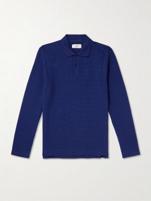 Waffle-Knit Organic Cotton-Jersey Polo Shirt
