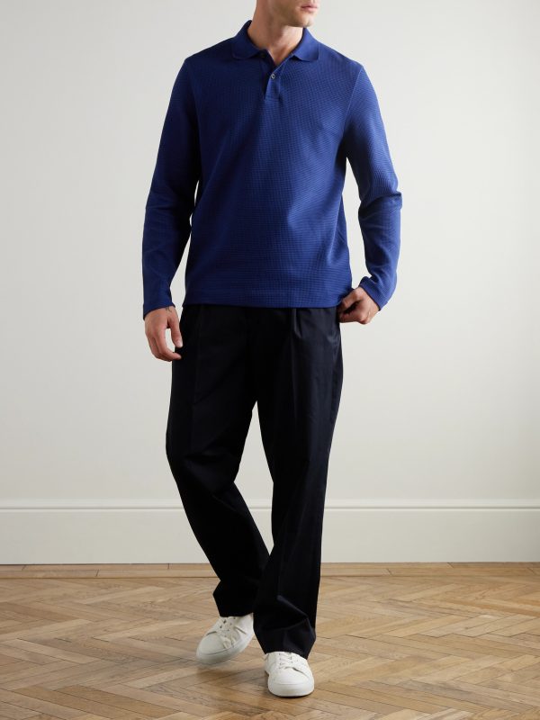 Waffle-Knit Organic Cotton-Jersey Polo Shirt - OU Waffle-Knit Organic Cotton-Jersey Polo Shirt - OU