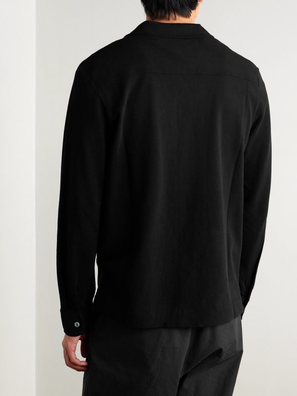 Camp-Collar Cotton-Piqué Shirt - BK Camp-Collar Cotton-Piqué Shirt - BK