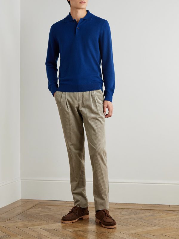 Wool and Cashmere-Blend Polo Shirt - OU Wool and Cashmere-Blend Polo Shirt - OU