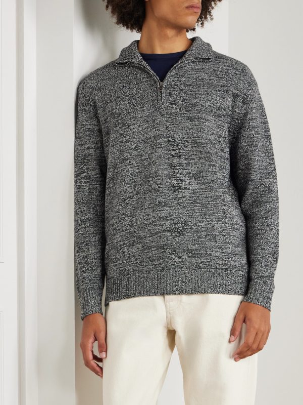 Wool and Cashmere-Blend Half-Zip Sweater - FR