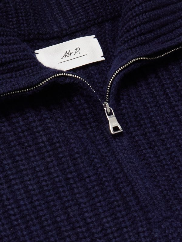 Ribbed Wool and Cashmere-Blend Half-Zip Sweater - CU Ribbed Wool and Cashmere-Blend Half-Zip Sweater - CU