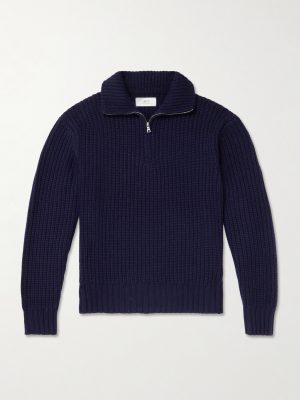 Ribbed Wool and Cashmere-Blend Half-Zip Sweater