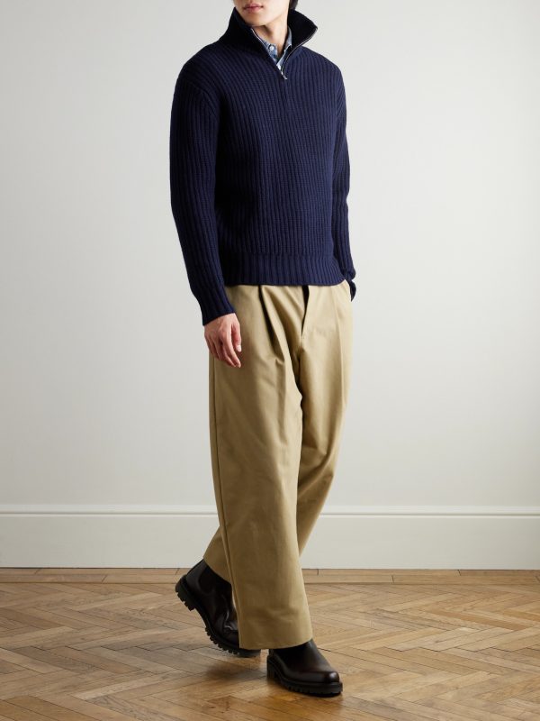 Ribbed Wool and Cashmere-Blend Half-Zip Sweater - OU Ribbed Wool and Cashmere-Blend Half-Zip Sweater - OU