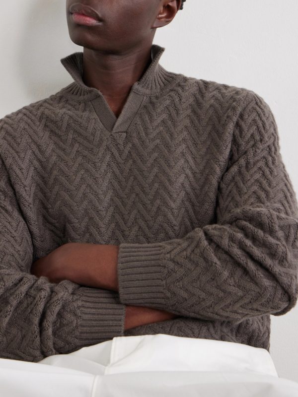 Wool and Cashmere-Blend Jacquard Polo Shirt - E1