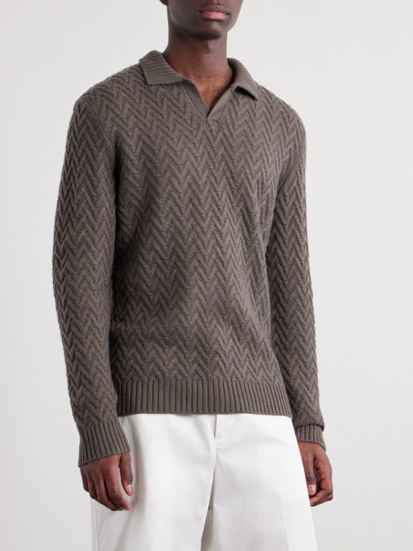 Wool and Cashmere-Blend Jacquard Polo Shirt - FR