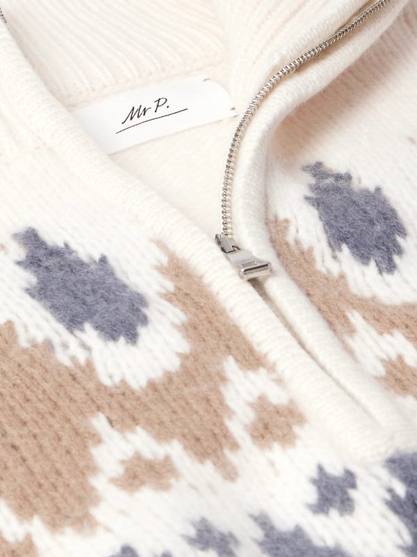 Geo Fair Isle Wool and Cashmere-Blend Half-Zip Sweater - CU Geo Fair Isle Wool and Cashmere-Blend Half-Zip Sweater - CU