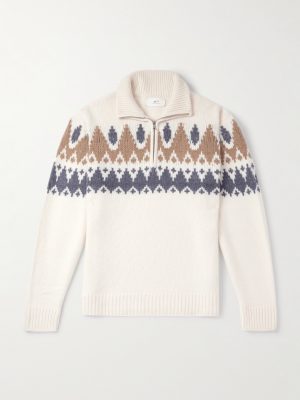 Geo Fair Isle Wool and Cashmere-Blend Half-Zip Sweater