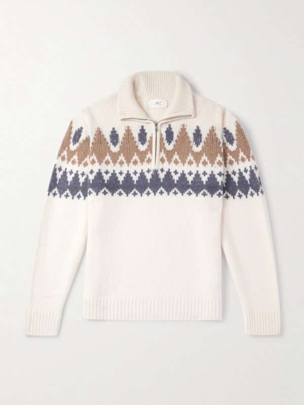 Geo Fair Isle Wool and Cashmere-Blend Half-Zip Sweater Geo Fair Isle Wool and Cashmere-Blend Half-Zip Sweater