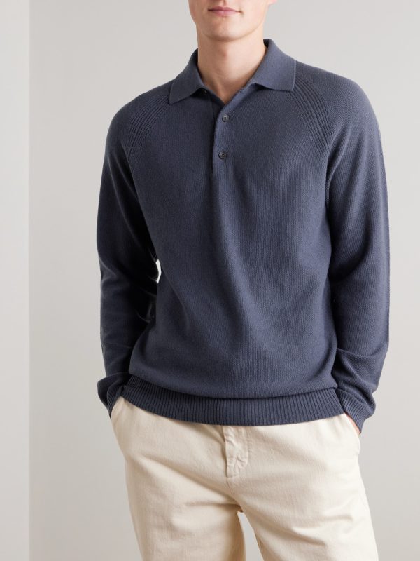 Wool and Cashmere-Blend Polo Shirt - FR Wool and Cashmere-Blend Polo Shirt - FR