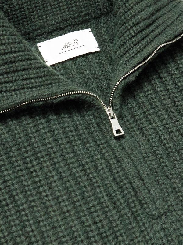 Ribbed Wool and Cashmere-Blend Half-Zip Sweater - CU Ribbed Wool and Cashmere-Blend Half-Zip Sweater - CU