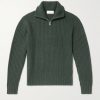 Ribbed Wool and Cashmere-Blend Half-Zip Sweater Ribbed Wool and Cashmere-Blend Half-Zip Sweater