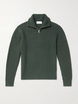 Ribbed Wool and Cashmere-Blend Half-Zip Sweater