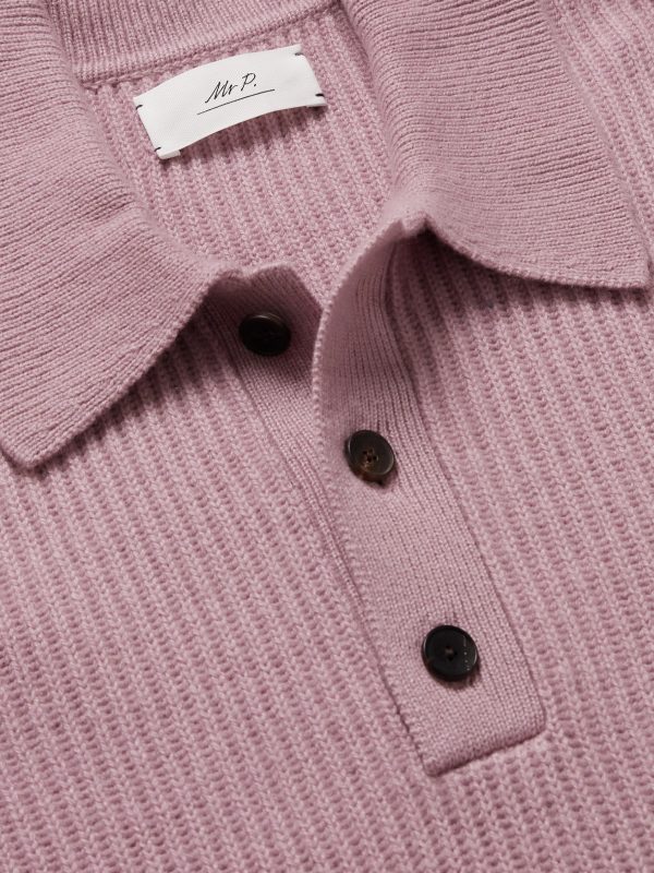 Ribbed Cashmere Polo Shirt - CU Ribbed Cashmere Polo Shirt - CU