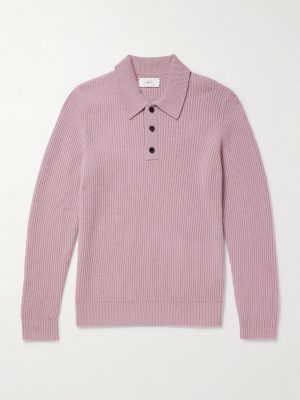 Ribbed Cashmere Polo Shirt