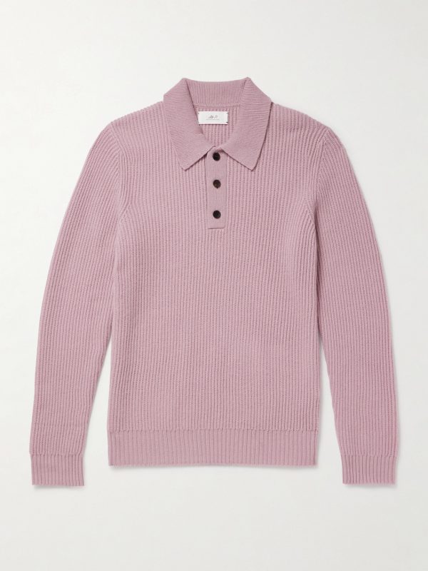 Ribbed Cashmere Polo Shirt Ribbed Cashmere Polo Shirt