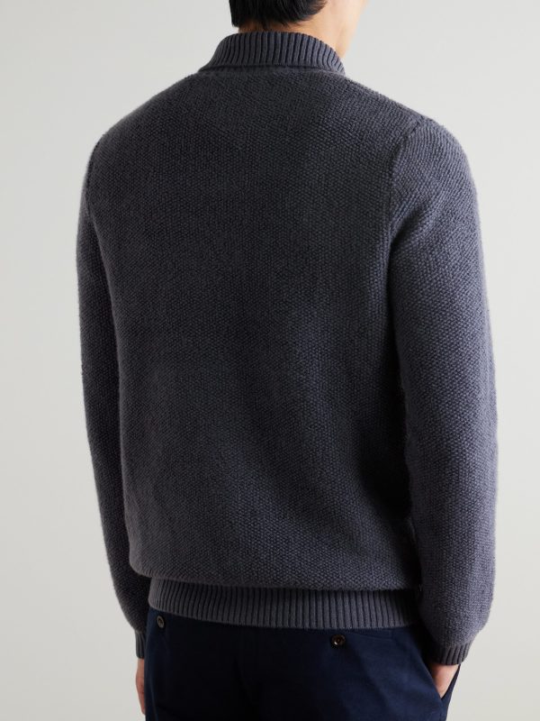 Textured-Cashmere Polo Shirt - BK