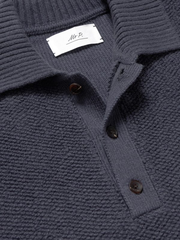 Textured-Cashmere Polo Shirt - CU