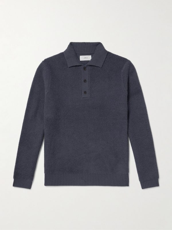 Textured-Cashmere Polo Shirt
