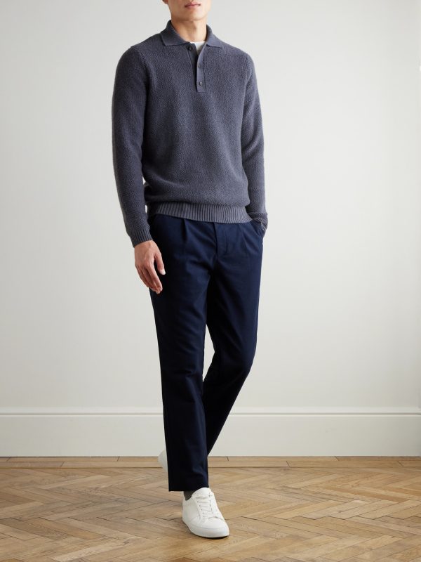 Textured-Cashmere Polo Shirt - OU