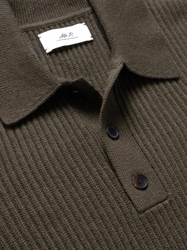 Ribbed Cashmere Polo Shirt - CU Ribbed Cashmere Polo Shirt - CU