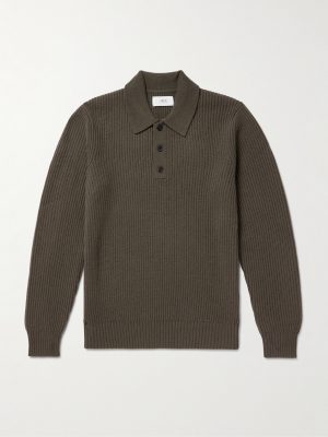 Ribbed Cashmere Polo Shirt