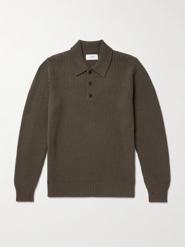 Ribbed Cashmere Polo Shirt Ribbed Cashmere Polo Shirt
