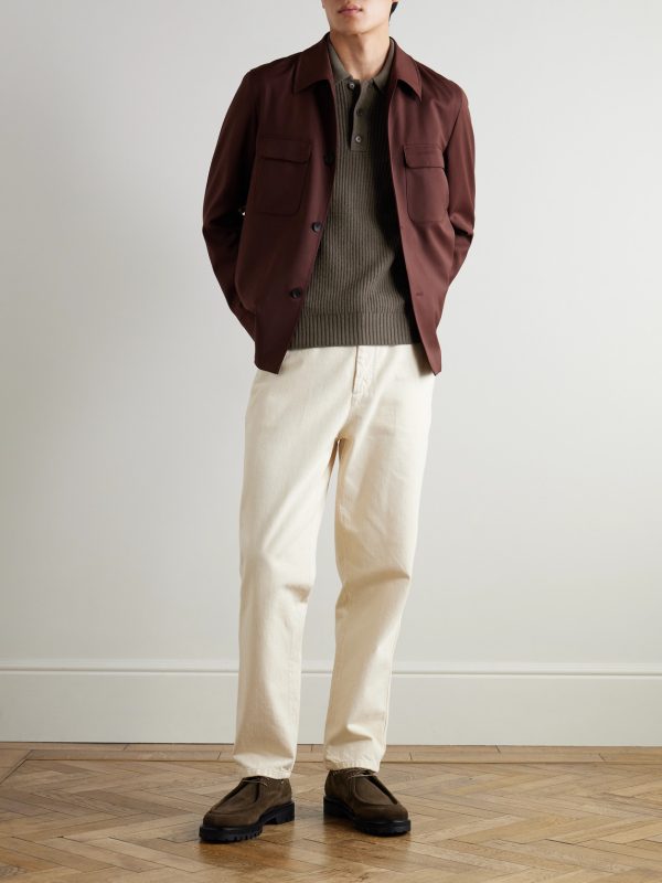 Ribbed Cashmere Polo Shirt - OU Ribbed Cashmere Polo Shirt - OU