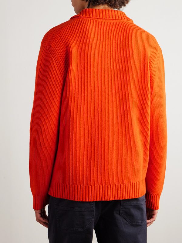 Ribbed Merino Wool Polo Shirt - BK