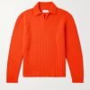 Ribbed Merino Wool Polo Shirt