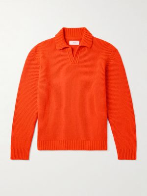 Ribbed Merino Wool Polo Shirt