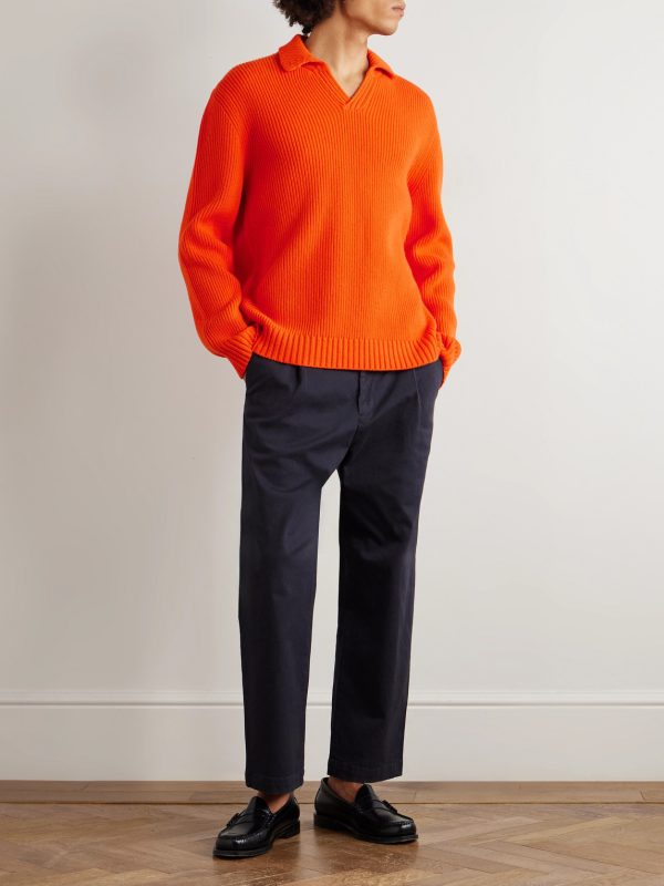 Ribbed Merino Wool Polo Shirt - OU