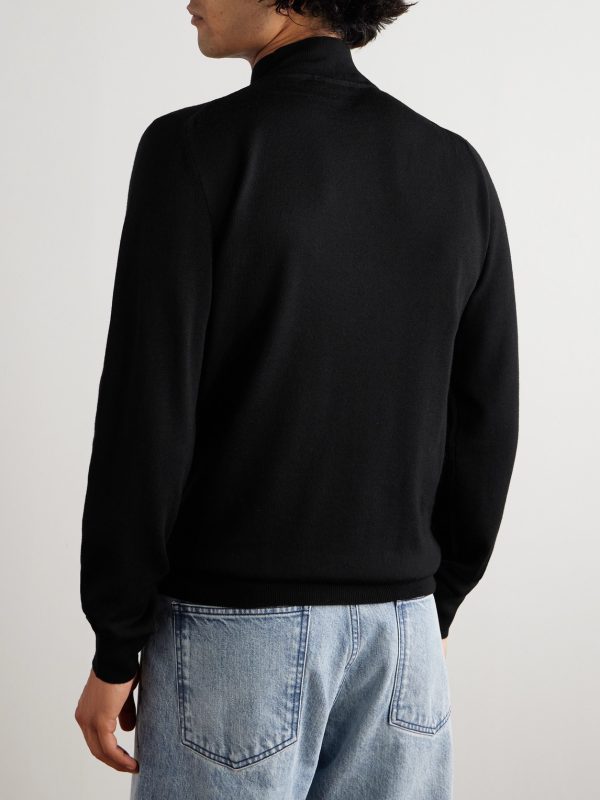 Merino Wool Mock-Neck Sweater - BK Merino Wool Mock-Neck Sweater - BK