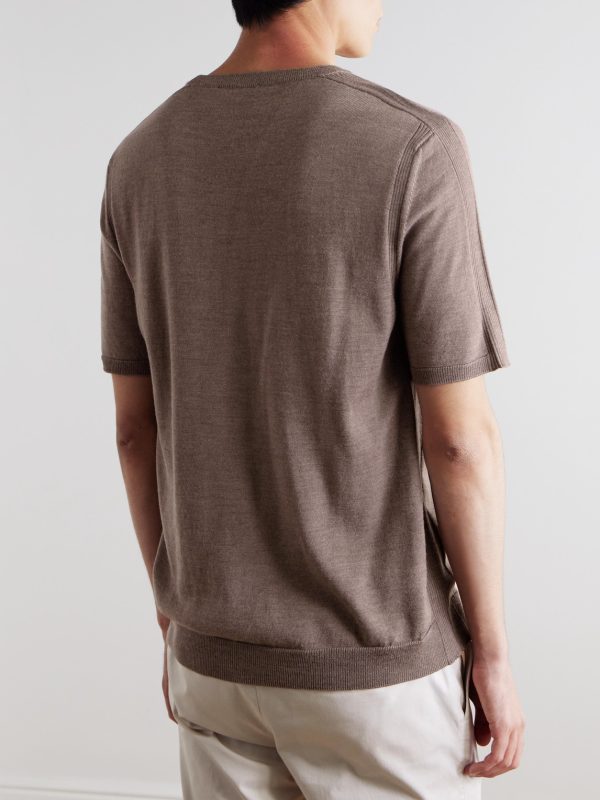 Ribbed Merino Wool T-Shirt - BK Ribbed Merino Wool T-Shirt - BK