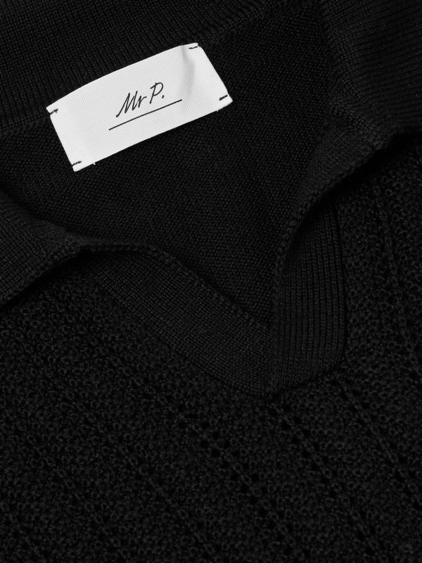 Open-Knit Wool Polo Shirt - CU