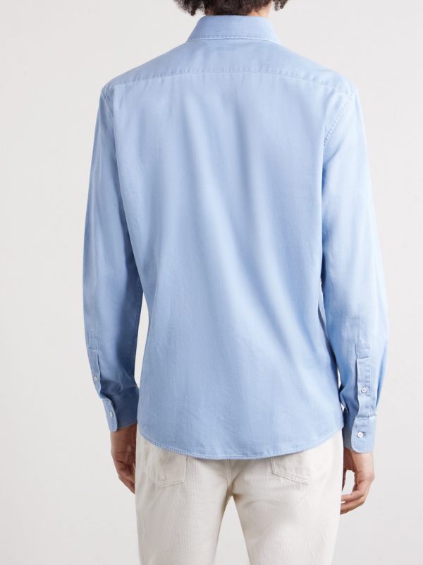 Cutaway-Collar Cotton-Chambray Shirt - BK Cutaway-Collar Cotton-Chambray Shirt - BK