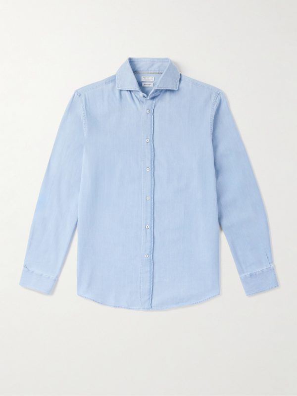 Cutaway-Collar Cotton-Chambray Shirt Cutaway-Collar Cotton-Chambray Shirt