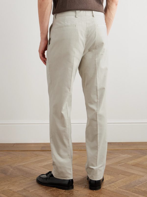Straight-Leg Pleated Cotton-Corduroy Suit Trousers - BK