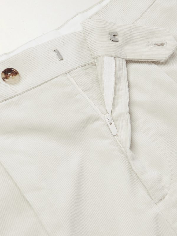 Straight-Leg Pleated Cotton-Corduroy Suit Trousers - E1