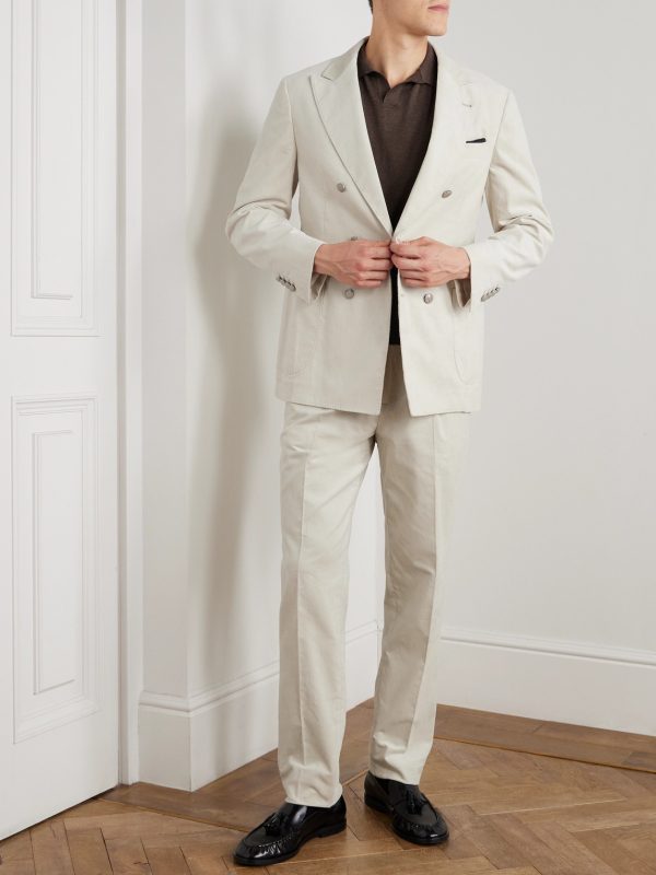 Straight-Leg Pleated Cotton-Corduroy Suit Trousers - OU
