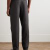Straight-Leg Pleated Virgin Wool-Flannel Trousers - BK Straight-Leg Pleated Virgin Wool-Flannel Trousers - BK