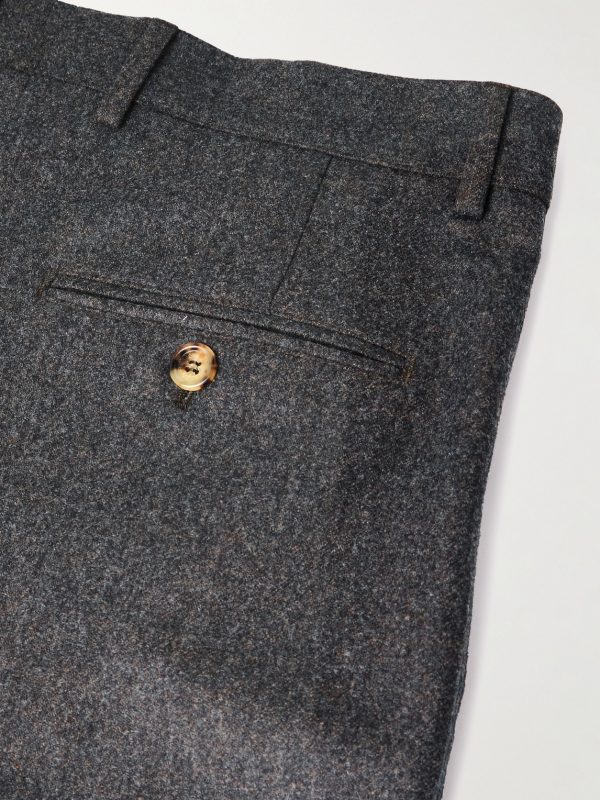 Straight-Leg Pleated Virgin Wool-Flannel Trousers - CU Straight-Leg Pleated Virgin Wool-Flannel Trousers - CU
