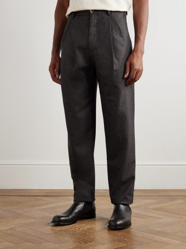 Straight-Leg Pleated Virgin Wool-Flannel Trousers - FR Straight-Leg Pleated Virgin Wool-Flannel Trousers - FR