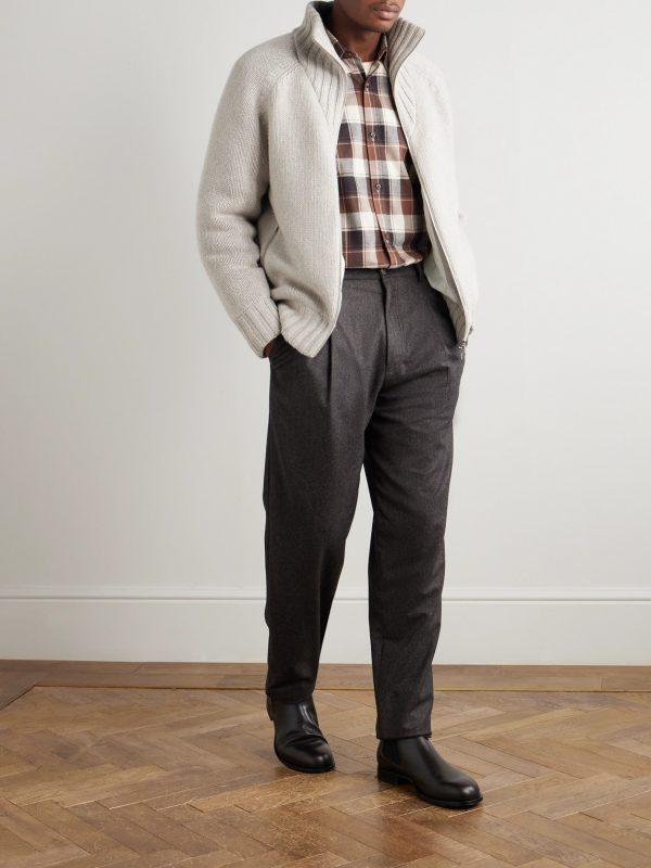 Straight-Leg Pleated Virgin Wool-Flannel Trousers - OU Straight-Leg Pleated Virgin Wool-Flannel Trousers - OU